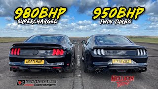 TWIN TURBO vs SUPERCHARGED 980BHP vs 950BHP FORD MUSTANG GT [upl. by Abott]