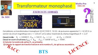 TRANSFORMATEUR MONOPHASE exercice corrigé 2 rapport de transformation Théorème de BOUCHEROT [upl. by Keary113]