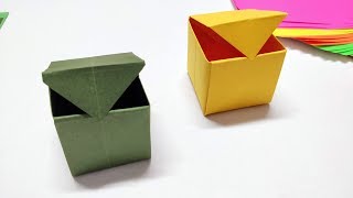 Origami Box with Lid How to make Origami box  Easy step by step tutorial paper box project [upl. by Aaron86]