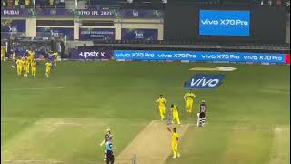 IPL 2021 FinalCSK vs KKRlast ball amp winning moment for CSK amp celebrations in Dubai cricket stadium [upl. by Vivl379]