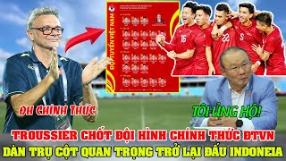 Nóng Troussier Chốt Đội Hình Chính Thức ĐTVN Dàn Trụ Cột Quan Trọng Thời HLV Park Trở Lại Đấu Indo [upl. by Jamey]