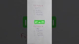 Full form of IIT and ITI And Difference bw themshorts full form Viral vedio [upl. by Aubigny]