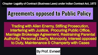 Agreements Opposed to Public Policy in Business Law  CA FoundationAgreements Against Public Policy [upl. by Mitchiner]