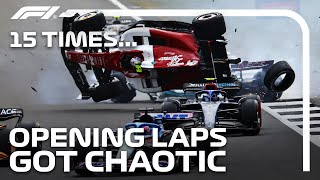 15 Times Opening Laps in F1 Were Pure Chaos [upl. by Anekam282]