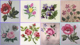 Floral cross stitch Hand embroidery thick cotton  Beautifull Hand cross stitch [upl. by Harle]