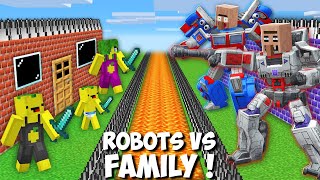 SURVIVAL BASE of SCARY ROBOTS vs MY FAMILY in Minecraft  SCARY MONSTER CAR [upl. by Ycnalc]