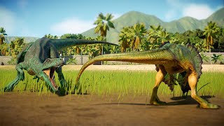 HERRERASAURUS PACK vs DILOPHOSAURUS PACK vs CARNOTAURUS  Jurassic World Evolution 2 [upl. by Hnacogn]