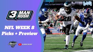 SAQUON BARKLEY GOT HIS REVENGE ON NEW YORK NFL Week 8 Picks  Preview  3Man Rush [upl. by Heigho177]