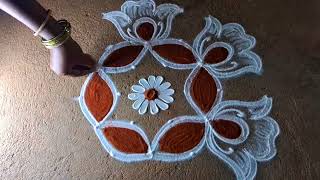 Aadi special muggulubeautiful lotus flowers kolam aadiveli traditional easyrangoli kolam designs [upl. by Hpeosj983]