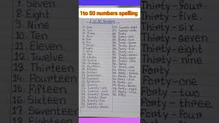 1 to 50 Numbers Names NUMBER SPELLING 1  50 shorts fuljhuriwriting [upl. by Kale]