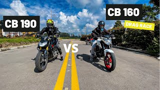 🔥HONDA CB 190R vs HONDA CB 160F 🔥 DRAG RACE 400 mts 🏁 [upl. by Gilles]