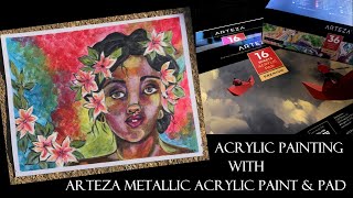 Painting with ARTEZA Metallic Acrylic Paint and Acrylic Paper Pads [upl. by Krischer]