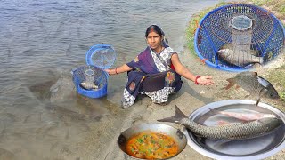 New fish trap Smart Women catching fish with Dolchi in riverUnique fishing techniquefishing video [upl. by Frederick]