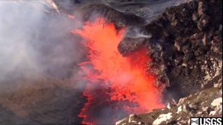 Spattering at Halemaumau Crater lava lake [upl. by Akinak]