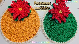 😍 Crochet Navideño 😍 Lindos posavasos tejidos a ganchillo patrón navideño paso a paso [upl. by Mulford]