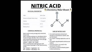 Nitric Acid  नाइट्रिक अम्ल   physical and chemical properties of nitric acid Uses of nitric acid [upl. by Euqinomod]