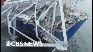 Inside look at massive salvaging effort at Baltimore bridge collapse site [upl. by Lerak450]