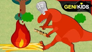 ▶Genikids Dino Movie◀ 23 TYRANNOSAURS REX the Cook Fire Food  Dinosaurs Short Cartoon for Kids [upl. by Zoila840]