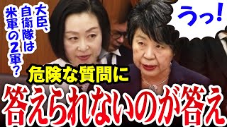 【怒号】「大臣、アメリカは日本を守ってくれますか？」上川外務大臣に浴びせられる危険な質問連発 逃げの答弁に野次が飛ぶ【国会中継】 [upl. by Isbella401]