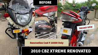 2010 CBZ Xtreme Renovatedएकदम नयी शोरूम कंडिशन बन गयी😍  Costed ₹ 16000100HERO GENUINE PARTS [upl. by Aras]