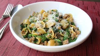 “One Pan” Orecchiette Pasta with Sausage and Arugula  How to Cook Pasta amp Sauce in One Pan [upl. by Ahsat]