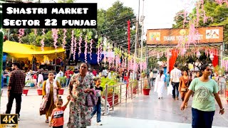 Walking And Exploring Shastri Market Sector 22 Chandigarh Punjab India 🇮🇳 4K HDR Video Walking Tour [upl. by Aihseyk]