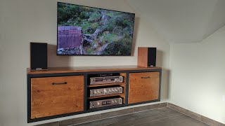 Полица за телевизор музику и звучнике  How To Make A Wall Mounted Entertainment Center [upl. by Leroi]