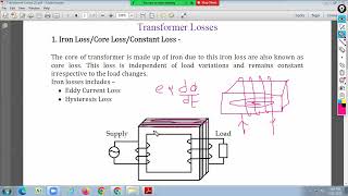 Transformer Losses  Losses in Transformer  Iron Loss  Eddy Current Loss  HysteresisCopper Loss [upl. by Jocelin]