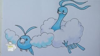 How to draw Pokemon No 333 Swablu No 334 Altaria [upl. by Evaleen]