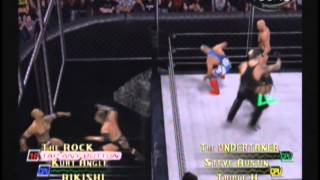 WWE Raw 2 Xbox  Rock vs Undertaker vs Angle vs Steve Austin vs Rikishi vs HHH Hell in a Cell [upl. by Adiahs]