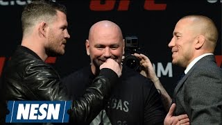 Michael Bisping Georges StPierre Exchange Fire At Presser [upl. by Curtice]