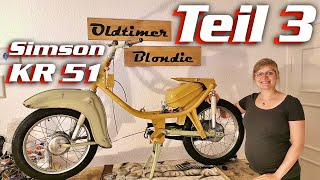 Simson Schwalbe KR 51 Restauration Teil 3 Baujahr 1964 Besonderheiten Hinterrad Tank Lenker Blondie [upl. by Bourque]