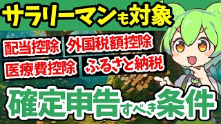 【会社員も確定申告で得】配当控除、海外税額控除、医療費控除、ふるさと納税をするべき条件を解説【VOICEVOX解説】 [upl. by Danzig253]