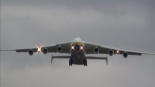 Landing and takeoff Antonov An225 Mriya at LeipzigHalle Airport [upl. by Cyn]