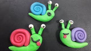 How to make snail clay modelling for kids Making colourful animal shapes from clay [upl. by Uranie]