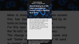 Meta Is Making Its AI Info Label Less Visible On Content Edited Or Modified By AI Tools [upl. by Ireg698]