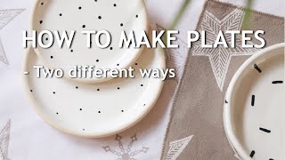 CERAMICS AT HOME l How to make plates two different ways I bisque and glaze [upl. by Yorick]