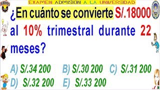 Examen Admisión a la Universidad CALLAO 2020 Regla de Interés Simple Solucionario UNAC Aritmética [upl. by Apgar859]