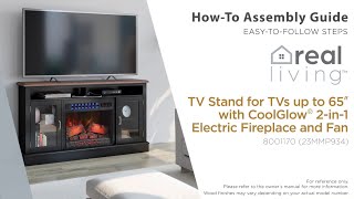 Real Living™ TV Stand with Electric Fireplace and Fan  HowTo Assembly Guide [upl. by Cheston889]