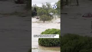 House floats away during flooding near Asheville North Carolina [upl. by Eiramlatsyrk]