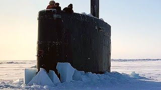 Submarine Surfacing Through Ice Nuclear Powered Attack Sub Punches Through Thick Arctic Ice 2020 [upl. by Redlac]