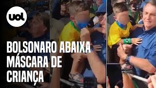 Bolsonaro abaixa máscara de criança durante evento no Rio Grande do Norte [upl. by Norrab]