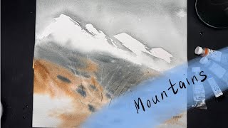 Minimalistic Mountains in watercolours  granulating effect [upl. by Ion]