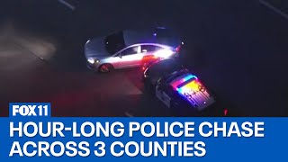 Police chase suspect breaks 100 mph [upl. by Werd439]