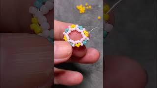 1 minute how to make beaded flower earrings making earrings with seed beads [upl. by Negaet215]