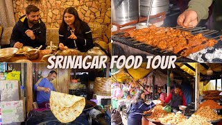 Best SRINAGAR Food Tour  Street Food Wazwan Bakery Kashmiri Tujj Walnut Fudge amp More [upl. by Ahsratan]