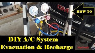 Vehicle AC System Evacuation and Recharge  DIY [upl. by Eniamrehc]