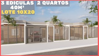 Edicula 2 quartos  40m²  lote 10x20  kitnet [upl. by Yedsnil]