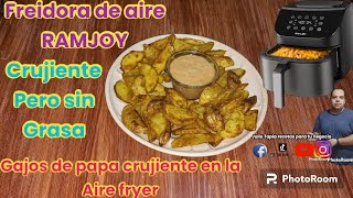 Gajos de papa crujientes con Air fryer freidora de aire marca RAMJOY reseña y función [upl. by Thomey]