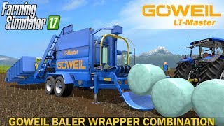 Farming Simulator 17 GOWEIL LT MASTER BALER WRAPPER COMBINATION [upl. by Lletnahc829]